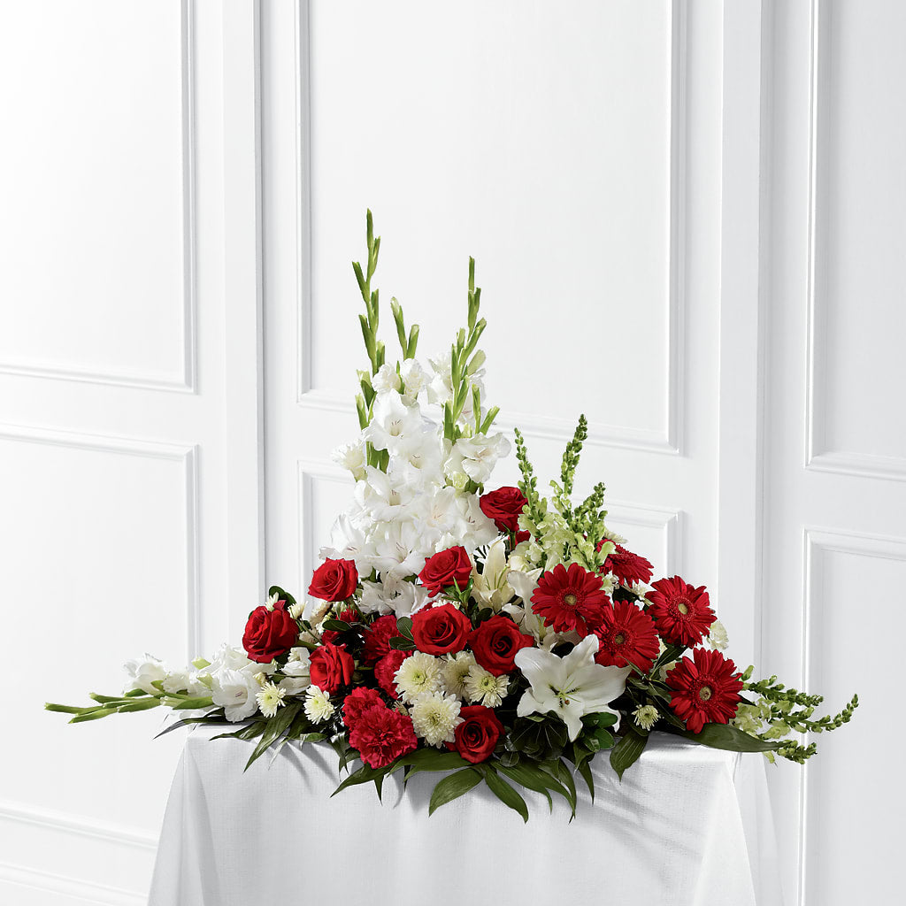 Crimson & White Arrangement – Longview Flower Shop, Longview TX