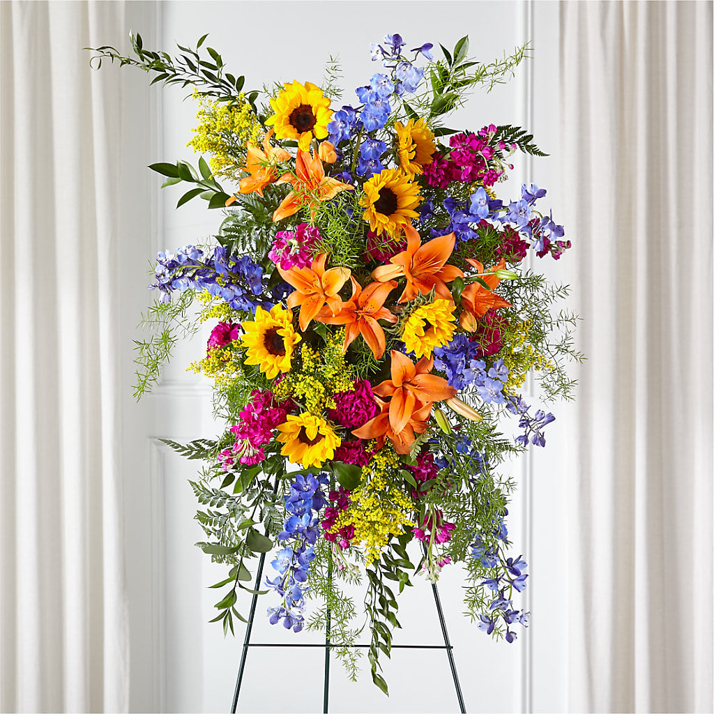 Sunlit Memories Standing Spray (Standard) – Longview Flower Shop, Longview TX