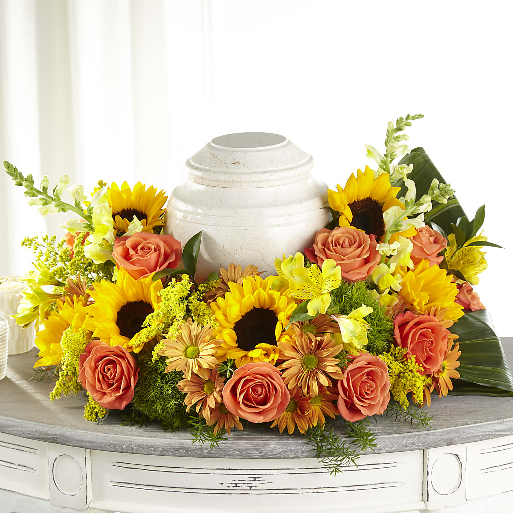 Faithful Sunflower Cremation Adornment – Longview Flower Shop, Longview TX