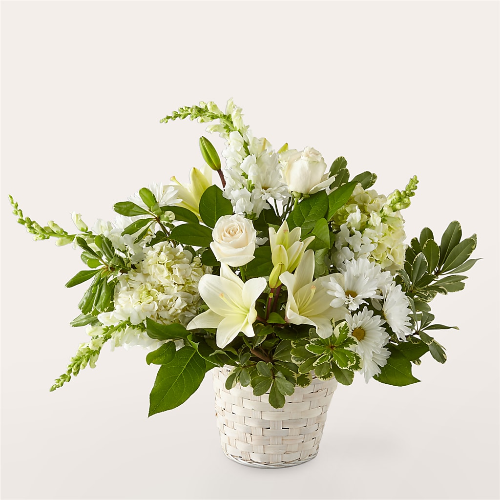 Ivory Elegance Floral Basket – Longview Flower Shop, Longview TX