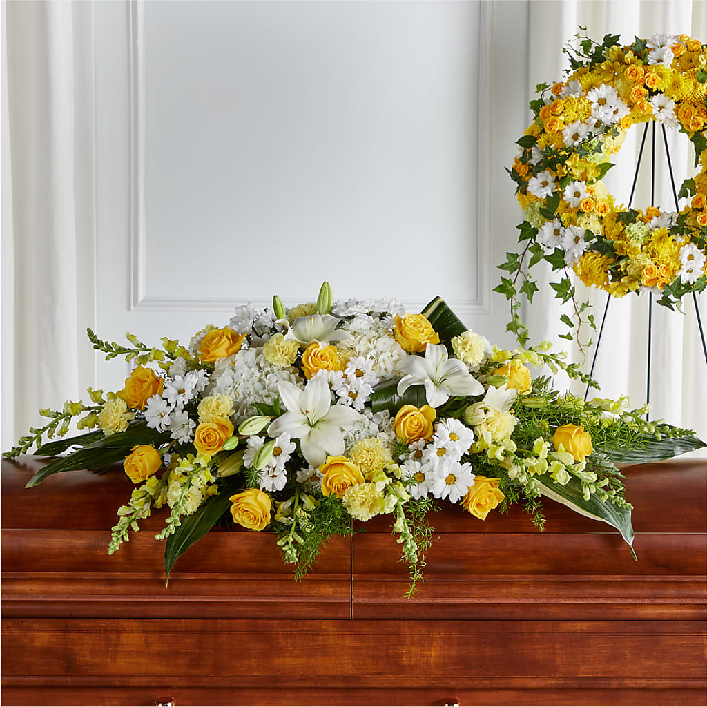 Golden Harmony Casket Spray – Longview Flower Shop, Longview TX