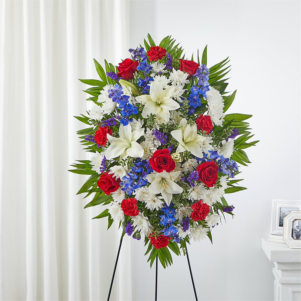 Cherished Service Standing Spray – Longview Flower Shop, Longview TX