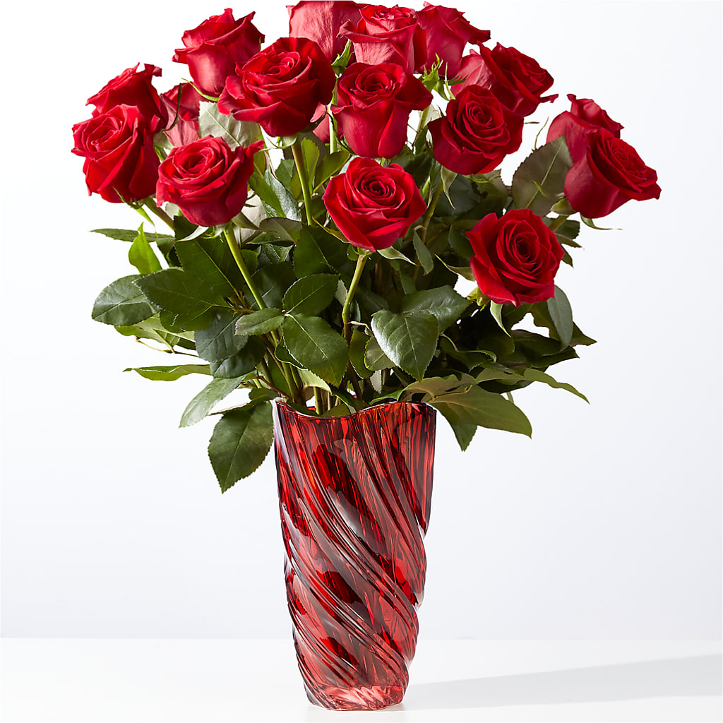 Classic Love Red Rose Bouquet with Luxe Swirl Vase – Longview Flower Shop, Longview TX