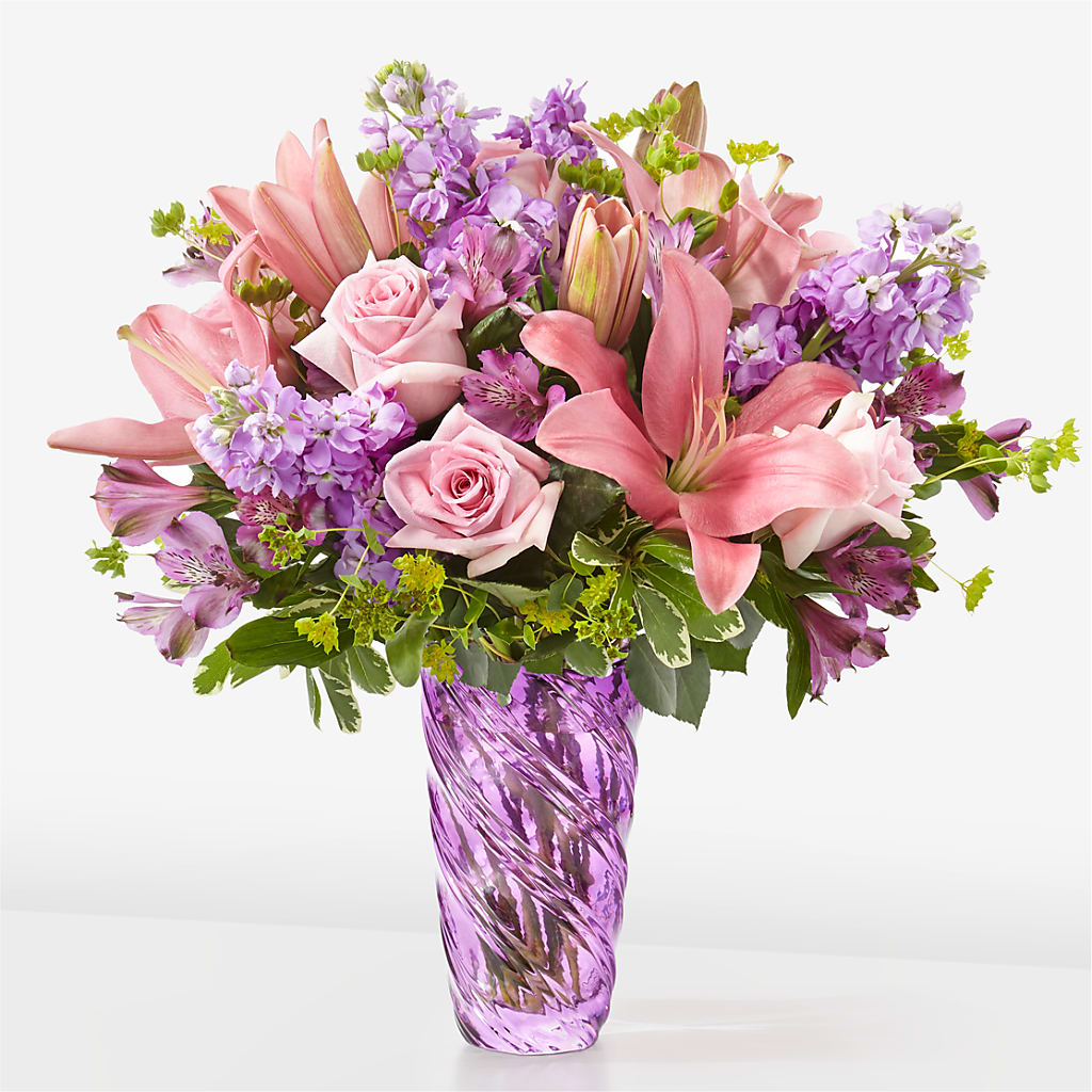 Precious Petals Bouquet with Luxe Swirl Vase – Longview Flower Shop, Longview TX