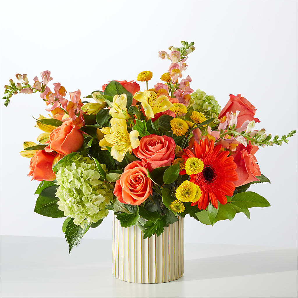 Autumn Sunshine Bouquet with Ivory Vase – Longview Flower Shop, Longview TX