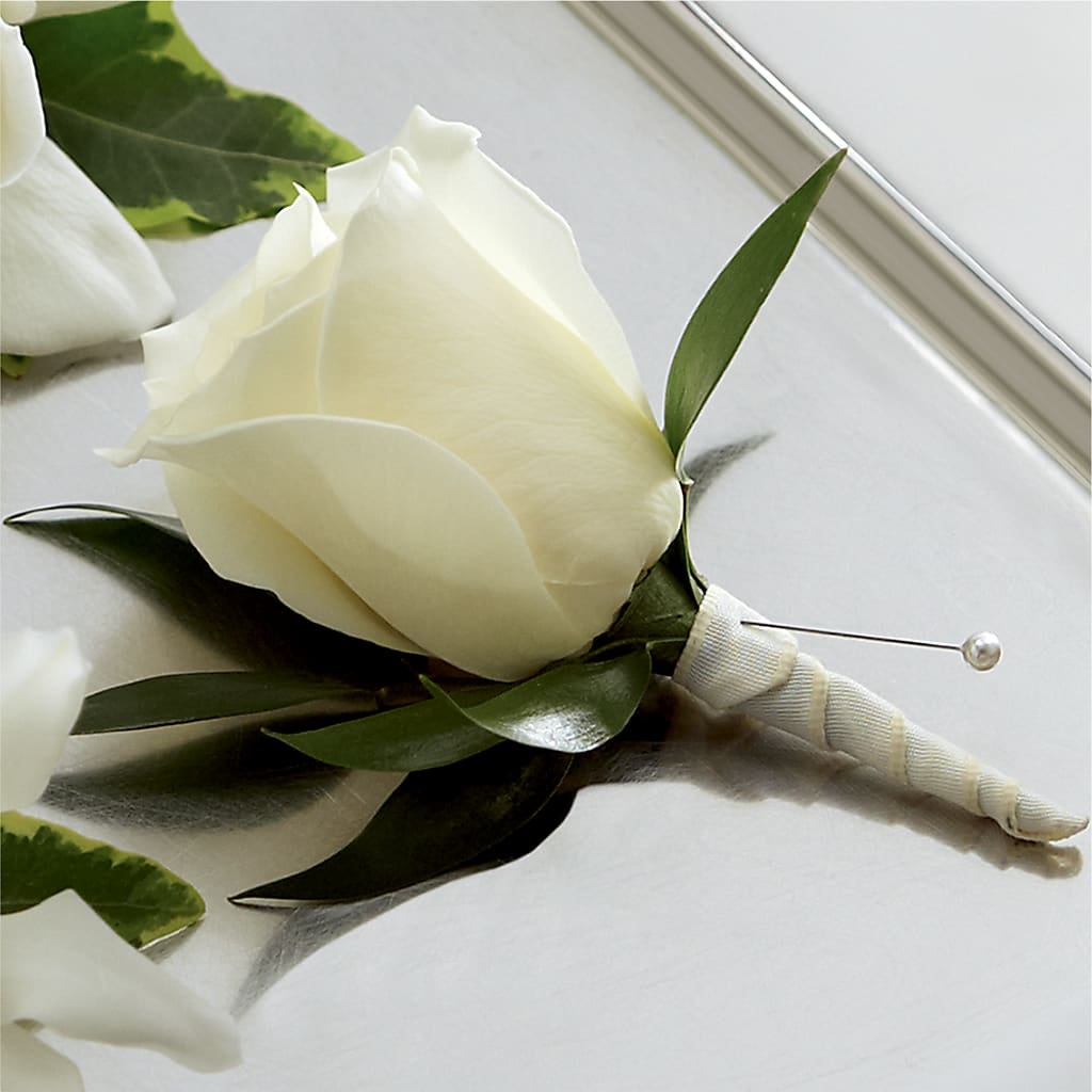White Rose Boutonniere – Longview Flower Shop, Longview TX