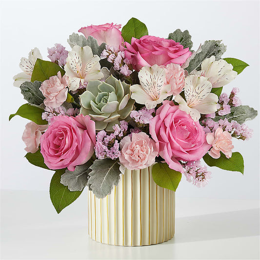 Dusty Rose Bouquet with Ivory Vase –  Longview Flower Shop, Longview TX