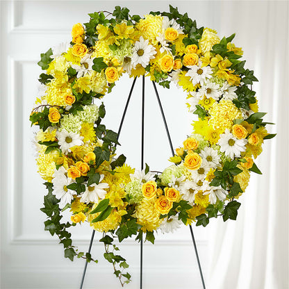 Golden Remembrance Wreath –  Longview Flower Shop, Longview TX