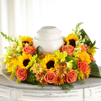 Faithful Sunflower Cremation Adornment –  Longview Flower Shop, Longview TX