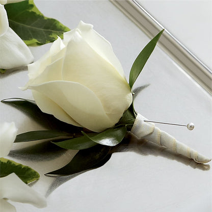 White Rose Boutonniere –  Longview Flower Shop, Longview TX